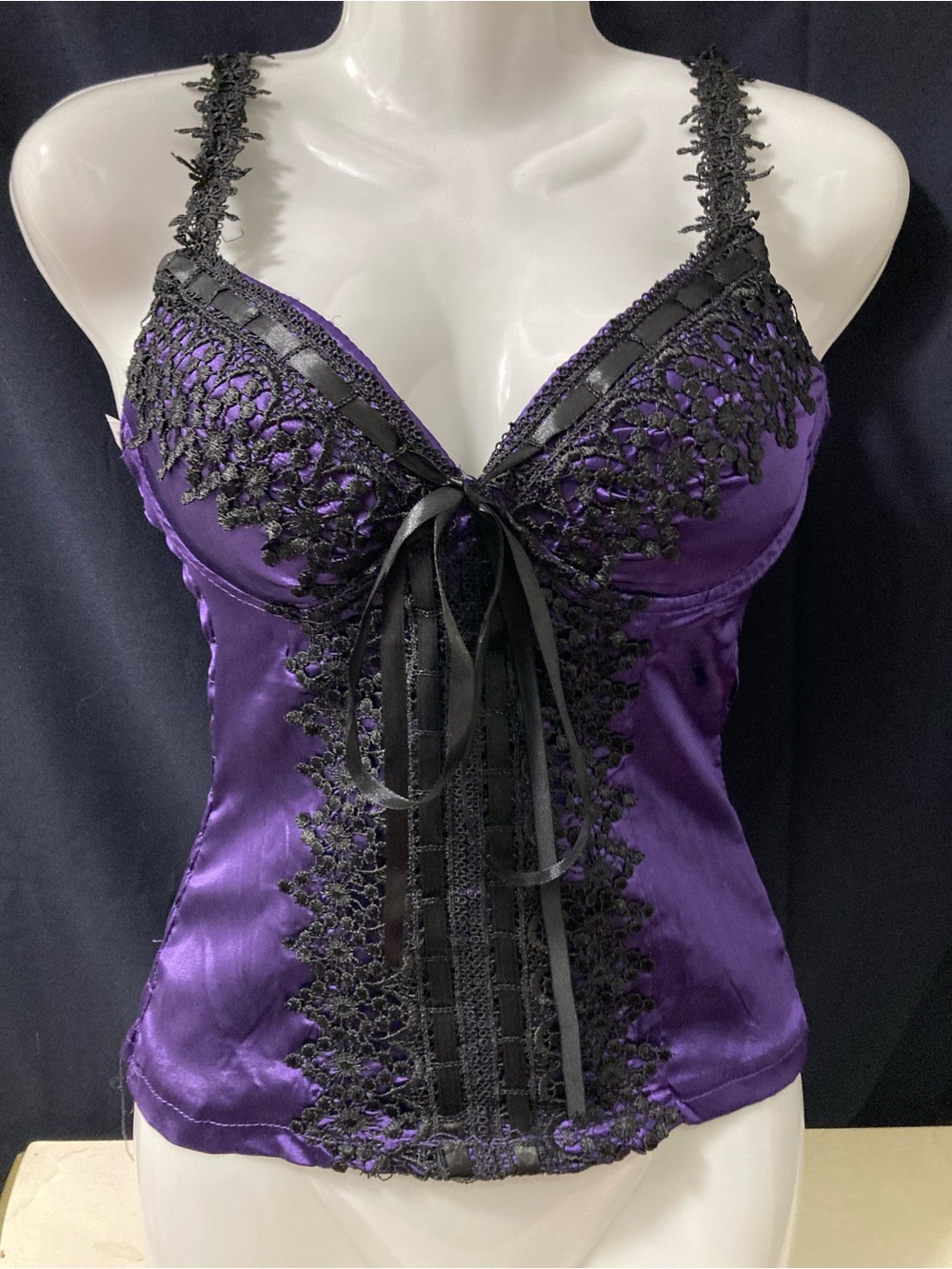 Seductions Purple Lace Bustier Corset Top Medium
